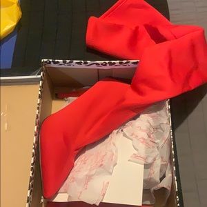 Red over the knee boots